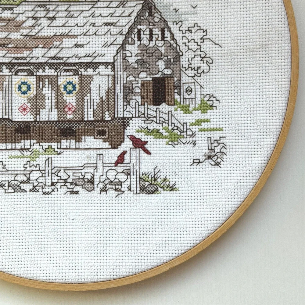 Set of Cross Stitch Barn Scenes Wall Hanging Cottagecore Farmhouse Handmade‎